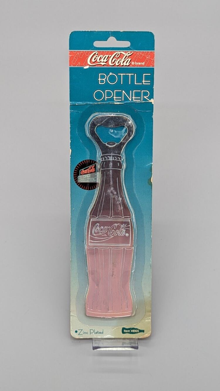 Vintage 1995 Coca-Cola Zinc Plated Bottle Opener Item 8905 in Original Package
